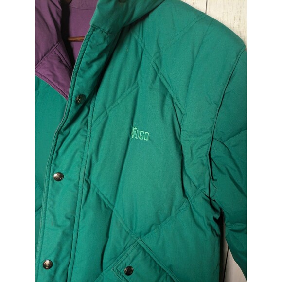 Vintage Fogo Reversible Down Ski Snowboard Jacket Medium Purple Green 80s 90s - Picture 8 of 10